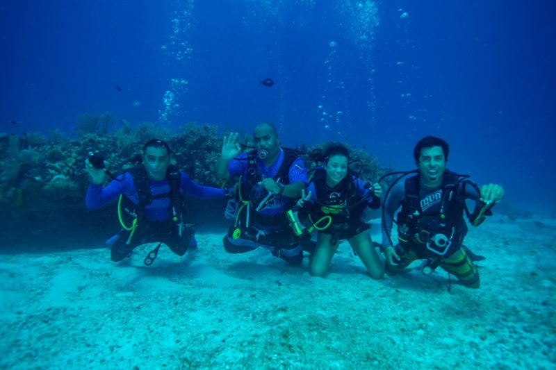 Group of new scuba divers during a PADI certification course